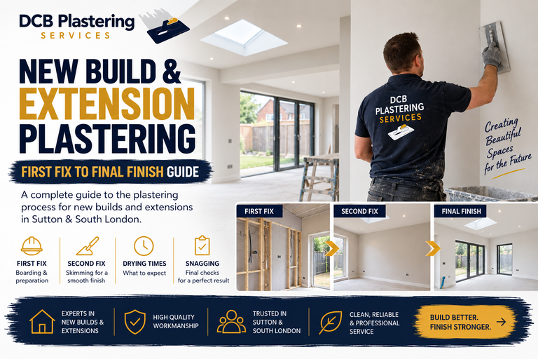 New Build & Extension Plastering: First Fix to Final Finish Guide for Sutton & South London